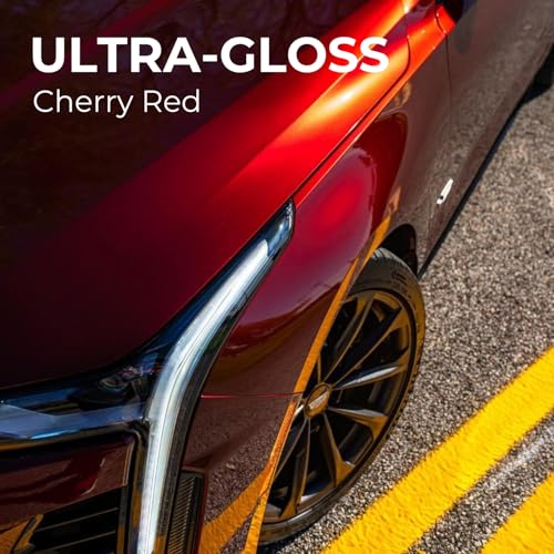 Image of RockRose 2026 Cherry Red Car Wrap Vinyl 5FT x 60FT - Deep Gloss Red Vehicle Film Roll, Air Release Technology, Self-Adhesive Automotive Vinyl for Cars, Motorcycle