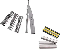 KIT NAVALHETE COM 3 PENTES AÇO INOX + 5 LAMINAS MARCO BONI