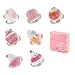 SkyWiseWin Little Girls Rings Adjustable - Children Cute Crown, Pizza, Ice Cream, Pizza Ring - Kid's Jewelry Set of 7 (Set of 7)