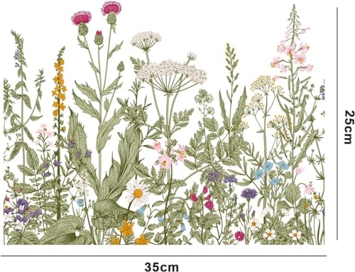 Botanical Floral Badezimmer Aufkleber - Selbstklebende Abnehmbare Blatt und Blume Abziehbilder für WC-Sitzdeckel und Wanddekor, wasserdichte Abzieh-and-Stick-Kunst für Hausrenovierung