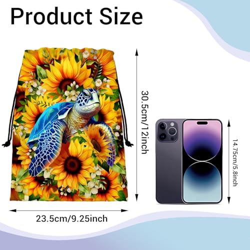 Image of Watercolor Sunflower Gymnastics Grip Bag Sea Tuetle Lightweight Small Athlete String Bag for Grip