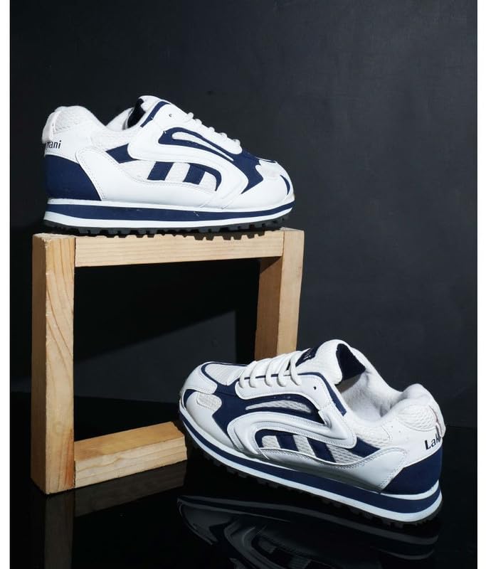 Image of Lakhani aashirwad Men's Sports Shoes | Lightweight Breathable Running Shoes for Men | Mesh Upper, Rubber Sole | Flexible, Comfortable Lace-Up Athletic Shoes
