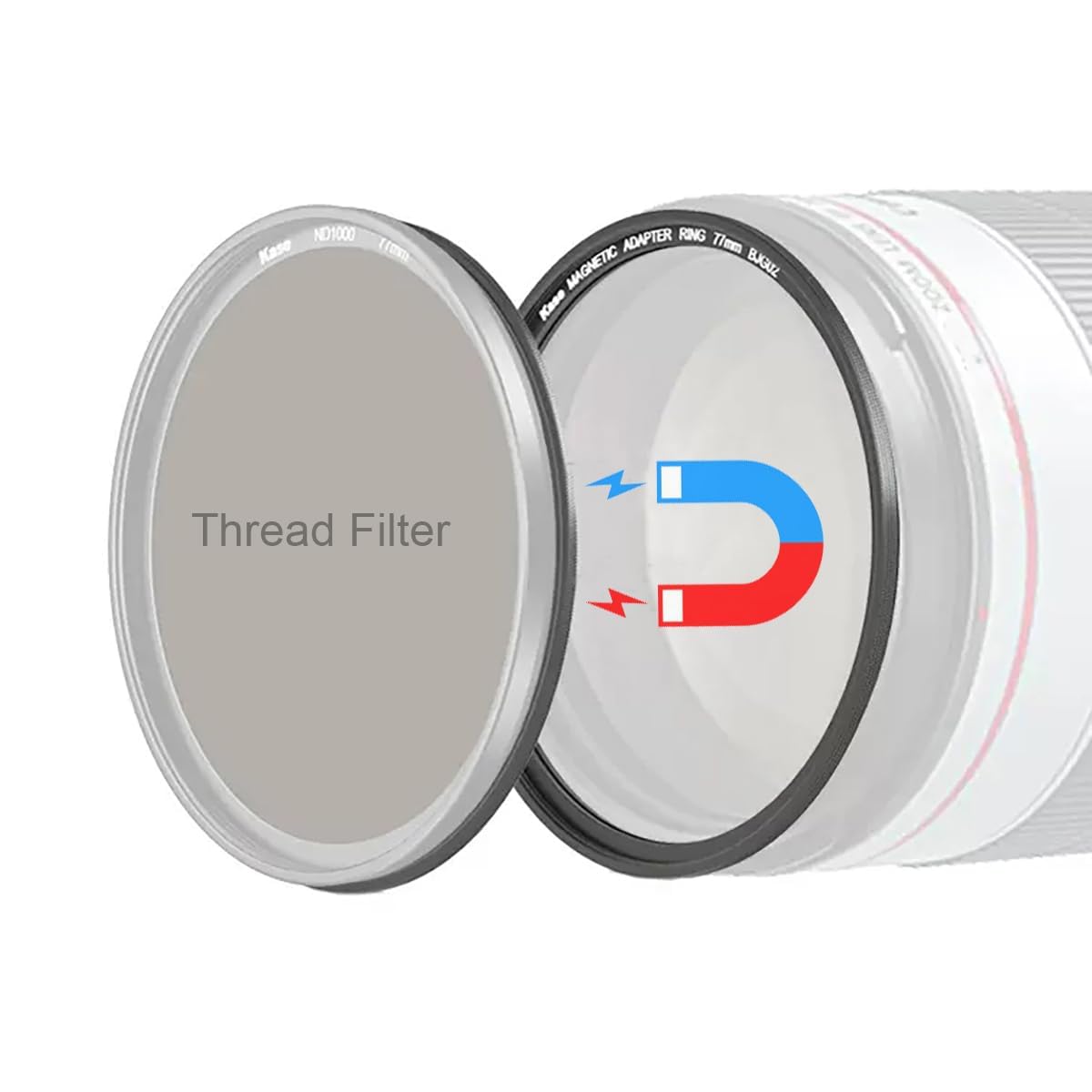 Kase 62mm Magnetic Lens and Filter Adapter Ring Kit - Convert 62mm Screw-in Thread Filter to Magnetic, Ultra-Thin & Aluminum Alloy-image-47