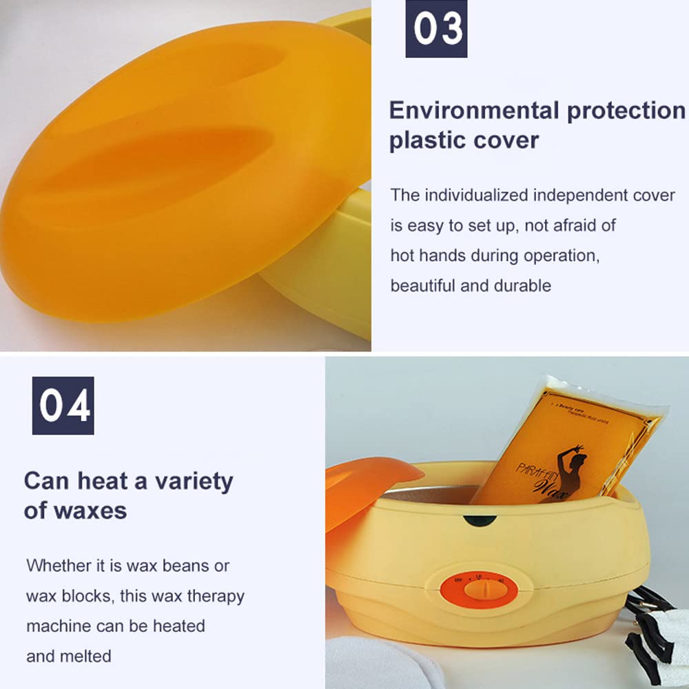 Calentador De Cera + 1 Par De Guantes +1 Par De Cubiertas Para Los Pies,BañO De Cera De Parafina De 200W Para SalóN De Belleza En El Hogar,Para Spa Suaviza Y Suaviza La DepilacióN De La Piel Seca