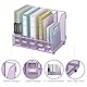 SUPEASY Schreibtisch Organizer Metall Schreibtisch Magazin Aktenhalter mit 5 vertikalen Fächern Rack Datei Organizer für Büro Desktop, Home Workspace, Lila