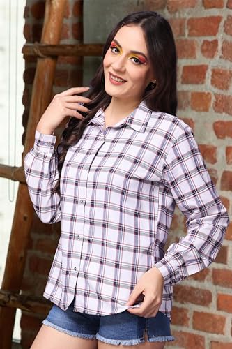 Image of POPWINGS Casual Checks Print Shirt for Women | Cotton Full-Sleeves Women Shirt | Summer Shirt for Women | Stylish Shirt for Women