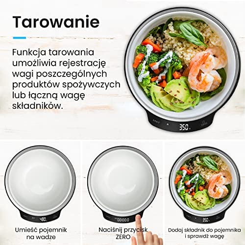 Pro Breeze Waga Kuchenna Cyfrowa Precyzyjna ze Stali Nierdzewnej, do Gotowania Pieczenia, Dokładna do 1g/0.1oz, do 5kg, Elektroniczna z Funkcją Tarowania