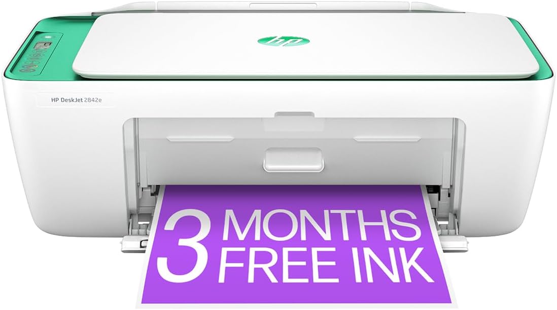 HP DeskJet 2842e All-in-One Printer with Bonus 3 Months of Instant Ink (Aurora Green)