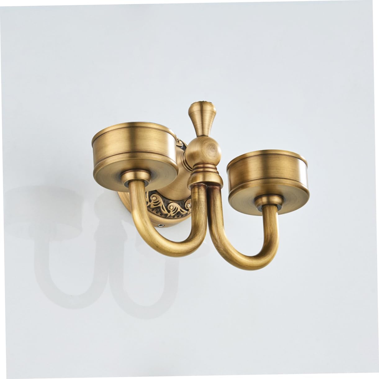 Amosfun Vintage Copper Wall Mounted Toothbrush Holder with Ceramic Cups Elegant Double Cup Organizer for Bathroom and Hotel Use Easy to Install Design