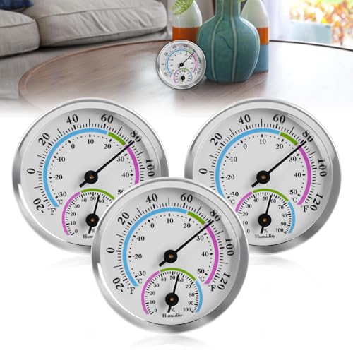 3 Stück Thermometer Innen Aussen, Präzisions Analoges Thermo-Hygrometer, 5,8 cm Mini Wandmontiertes Zimmerthermometer & Hydrometer für Häuser Gewächshäuser Auto Raumklimakontrolle Batteriefrei 3 Stück Thermometer Innen Aussen, Präzisions Analoges Thermo-Hygrometer, 5,8 cm Mini Wandmontiertes Zimmerthermometer & Hydrometer für Häuser Gewächshäuser Auto Raumklimakontrolle Batteriefrei
