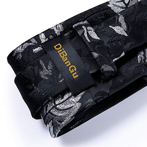 Image of DiBanGu Extra Long Tie for Men 63 inch XL Silk Necktie Set | Pocket Square and Cufflinks, Big and Tall, Jacquard Woven, Gift Box, Paisley /Plaid /Solid /Striped, for Weddinng Party Business