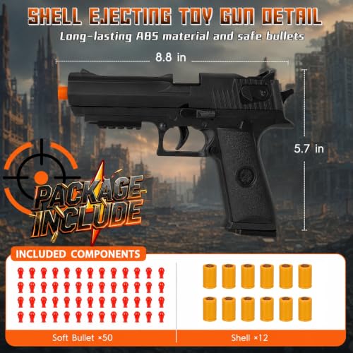 Image of Guns for Boys 14+ Years |Shell ejecting Gun semi Automatic | Toy Pistol Gun Original Mechanism'' (Black)
