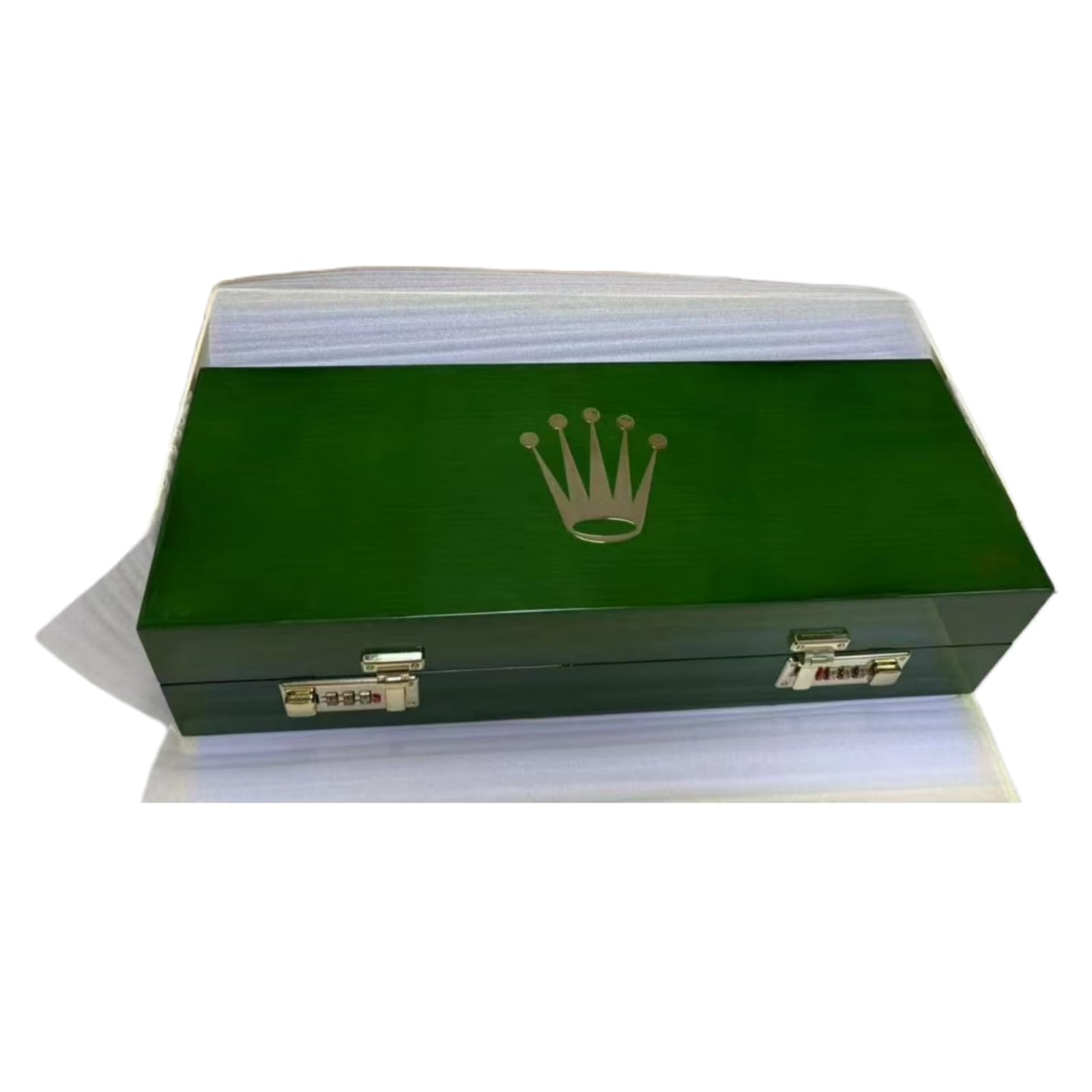 Verde Legno Scatola Orologio 5 Slot Vetrina Custodia Organizzatore Chiudibile Gioielli Cofanetto Orologio Finitura Laccata per Rolex