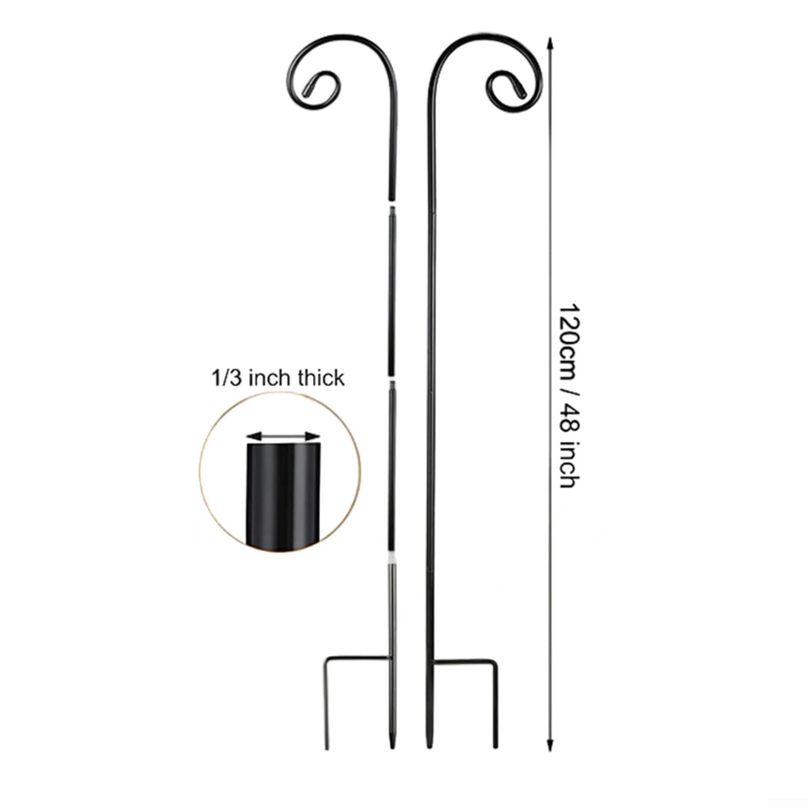 FACAIIO Lot de 6 crochets de berger en fer de 1,2 m de haut, cintres de jardin noirs pour mangeoires à oiseaux, paniers, lanternes, décoration extérieure de cour