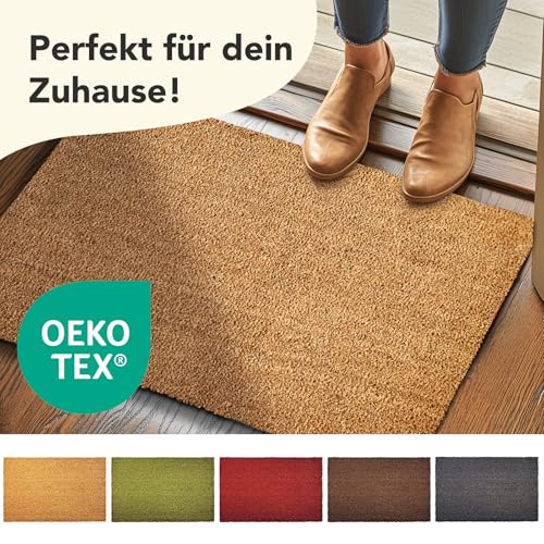 KARAT Fußmatte für Außen und Innen, 60x90 cm Natur XXL-Höhe 24mm, extra Dicke Türmate aus Kokos, Schmutzfangmatte, Kokosmatte mit Rutschfester Rückseite für Haustür, Eingang