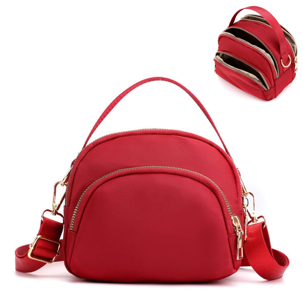 GoodernGoodern Small Crossbody Bags for Women Cell Phone Purses,Seashell Clutch Handbags Wallet Purse Shoulder Bag Waterproof Card Holder Coin Purse Mini Wallet Over Shoulder Strap for Travel Workout-Red