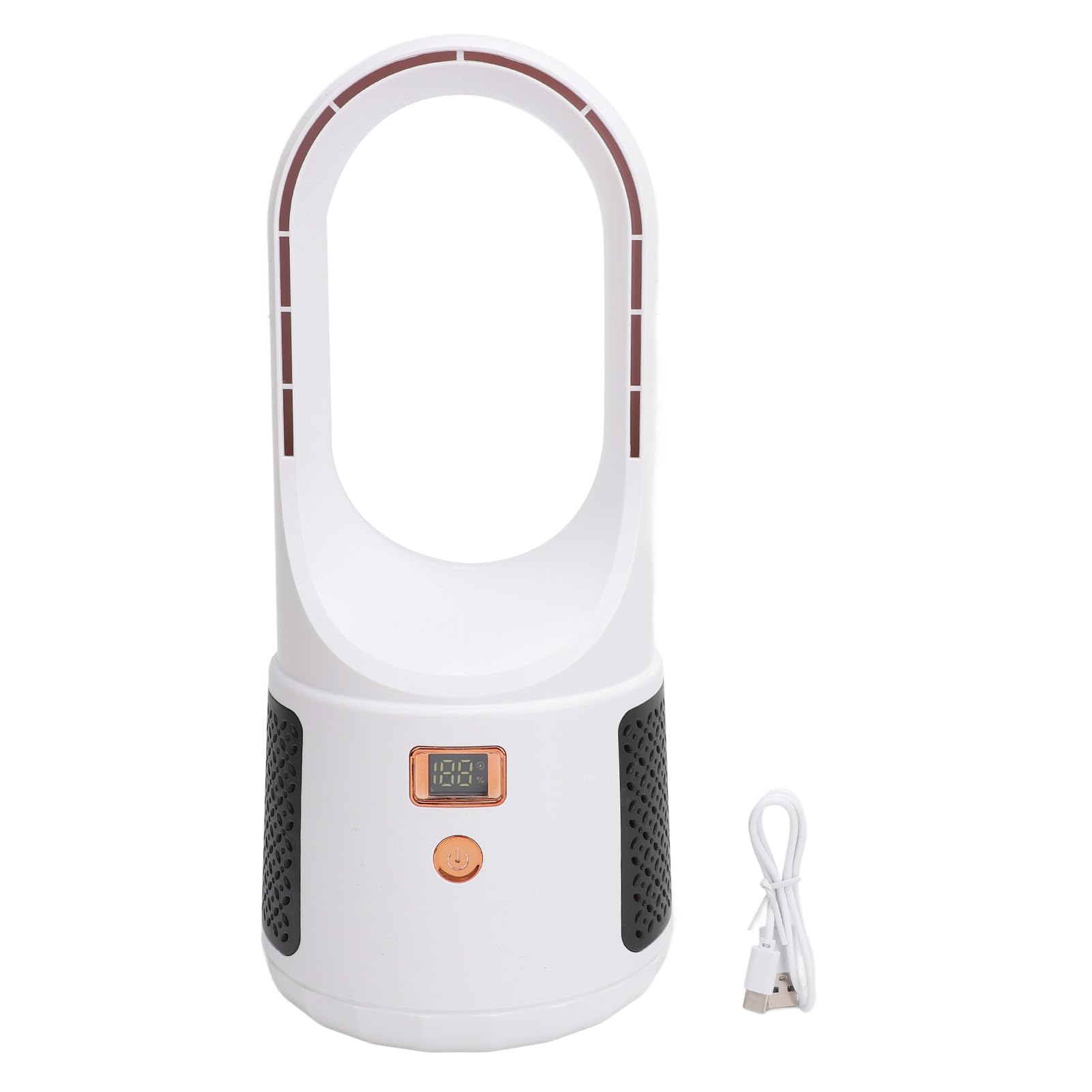 Draagbare Bladloze Ventilator, Bureauventilator Krachtige Luchtstroom 6 Snelheden Windenergie-efficiënt met Power Display voor op Kantoor (BLACK