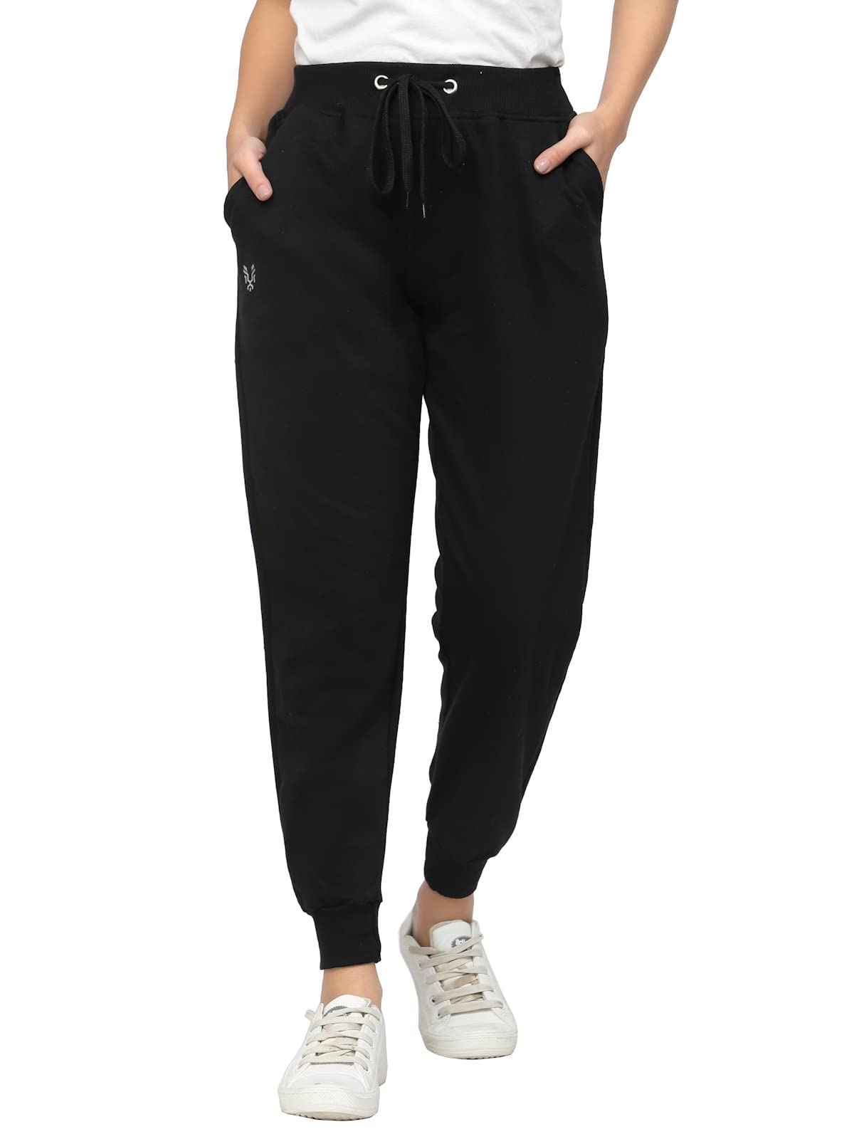 Women's Cotton Regular Fit Joggers Track Pants with 3 Pockets