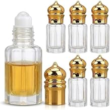 6pcs Vintage Roller Bottles for Essential Oils, 6ml Arabic Style Middle Eastern Perfume Vials Glass Roller Bottles for Aromatherapy, Travel, Wedding Favors