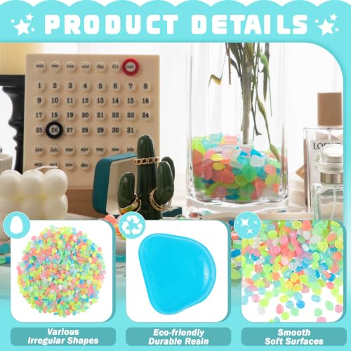 Image of 1000 PCS Mini Glow in The Dark Rocks Mixed Color Luminous Stones 1cm Small | Glow Stones Fish Tank Rocks Outdoor Decor Garden Yard Walkway Pathway FD05SMX1000