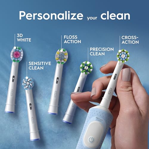 Oral-B Vitality Pro Electric Toothbrushes Adults, Oral B Electric Toothbrush, 1 Handle, 2 Toothbrush Heads, 3 Brushing Modes Including Sensitive Plus, Rechargeable Toothbrush, 2 Pin UK Plug, Blue