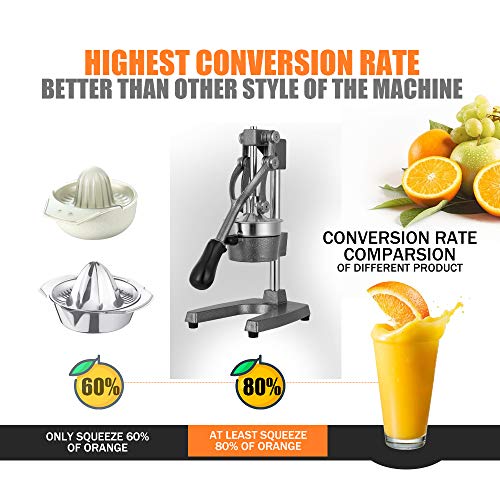 Gowintech Commercial Heavy Duty Cast Iron Hand Press Manual Orange Citrus Lemon Lime Grapefruit Pomegranate Fruit Juice Squeezer Machine with Stainless Steel Cup Grey by Gowintech - Image 3