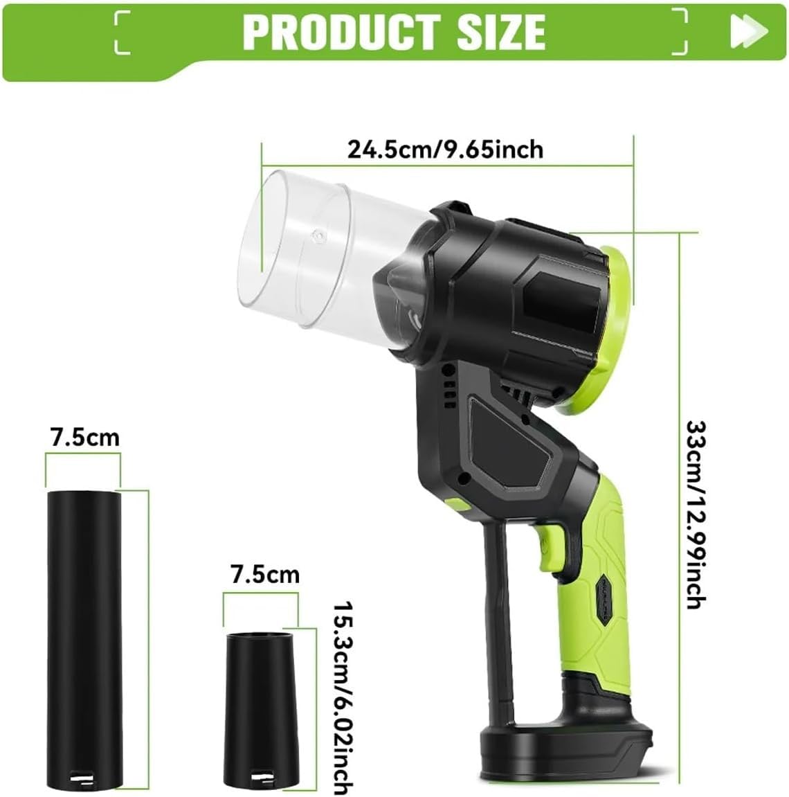 Soffiatore per foglie senza fili, leggero, alimentato a batteria, con 2 modalità di velocità per patio, cura del prato, soffiaggio di foglie, polvere e rimozione della neve
