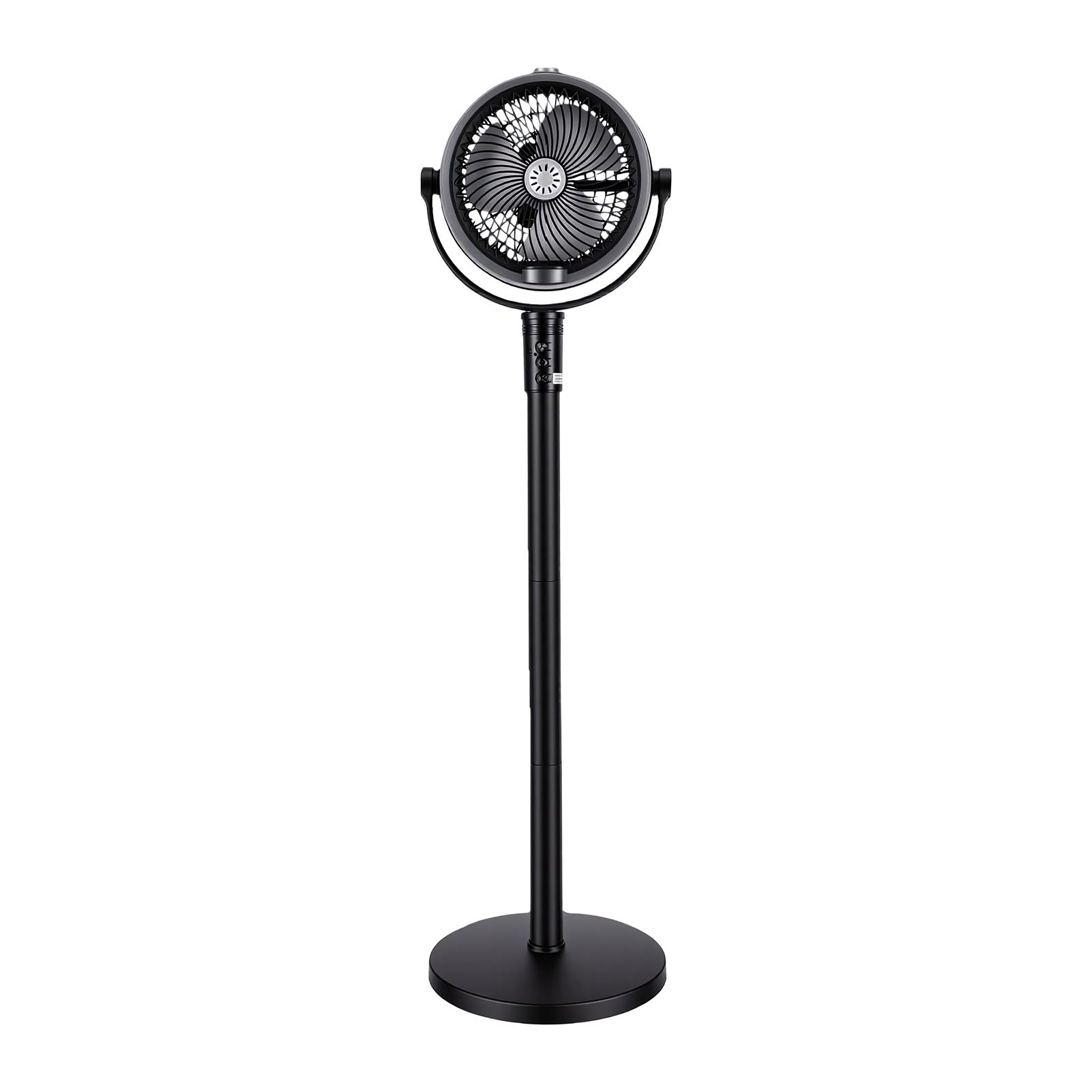 Ventilador Oscilante de Pie, Ventilador de Refrigeración por Nebulización Eficiente, Ajustable para el Hogar, USB de Oficina, Motor Fuerte Recargable (BLACK)