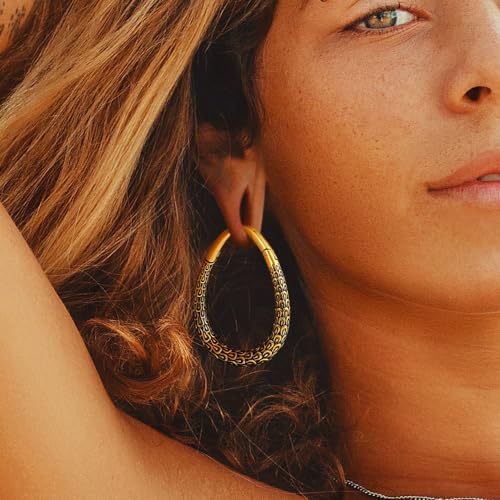 LADEMAYH 2Pcs Surgical Steel Ear Hangers Weights Gauges for Ears - Suitable from 6g to 1inch - Trendy and Comfortable Heart, Hoop and Bead Dangle Gauges Body Jewelry2