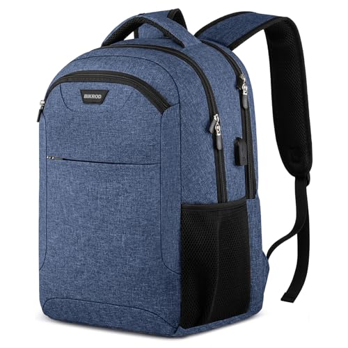 BIKROD Mochila Unissex, Mochila Escolar para Adolescentes, Mochila Preta Resistente À Água para Viagens e Negócios, Compatível com Laptops de Até 15,6 Polegadas, com Porta Usb para Carregamento.