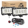 Nilight Side Shooter LED Light Bar 2PCS 5.5Inch Quadruple Row Spot Flood Combo Lights with Wiring Harness Kit for Fog Light Driving Light Work Light on Truck SUV ATV UTV