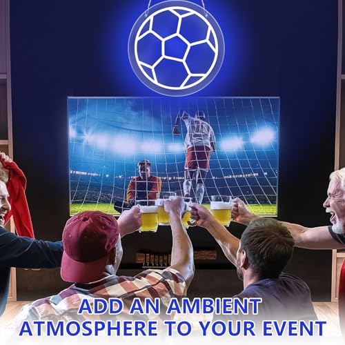 Image of Soccer Neon Sign, Dimmable Football Led Light, 12'' X 12'' with Hanging Chain Hooks, Home Neon Powered by USB, Suitable for Game Room, Club, Gifts, Birthday Party (Blue)