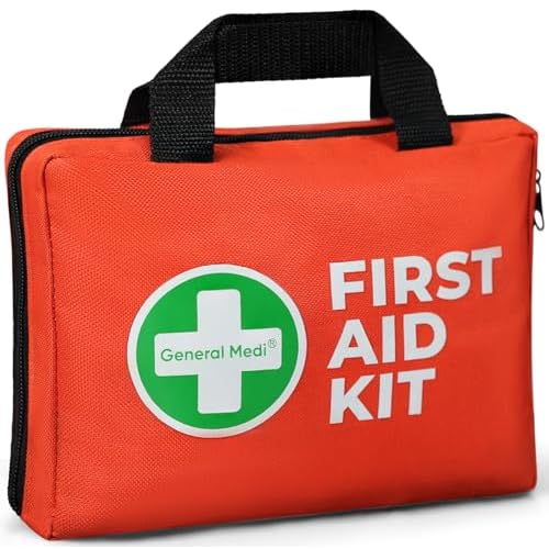 General Medi First Aid Kit, 250 Piece Small First Aid Kit – Includes Emergency Foil Blanket, Instant Cold Pack,Scissors for Travel, Home, Office, Vehicle, Camping, Workplace & Outdoor