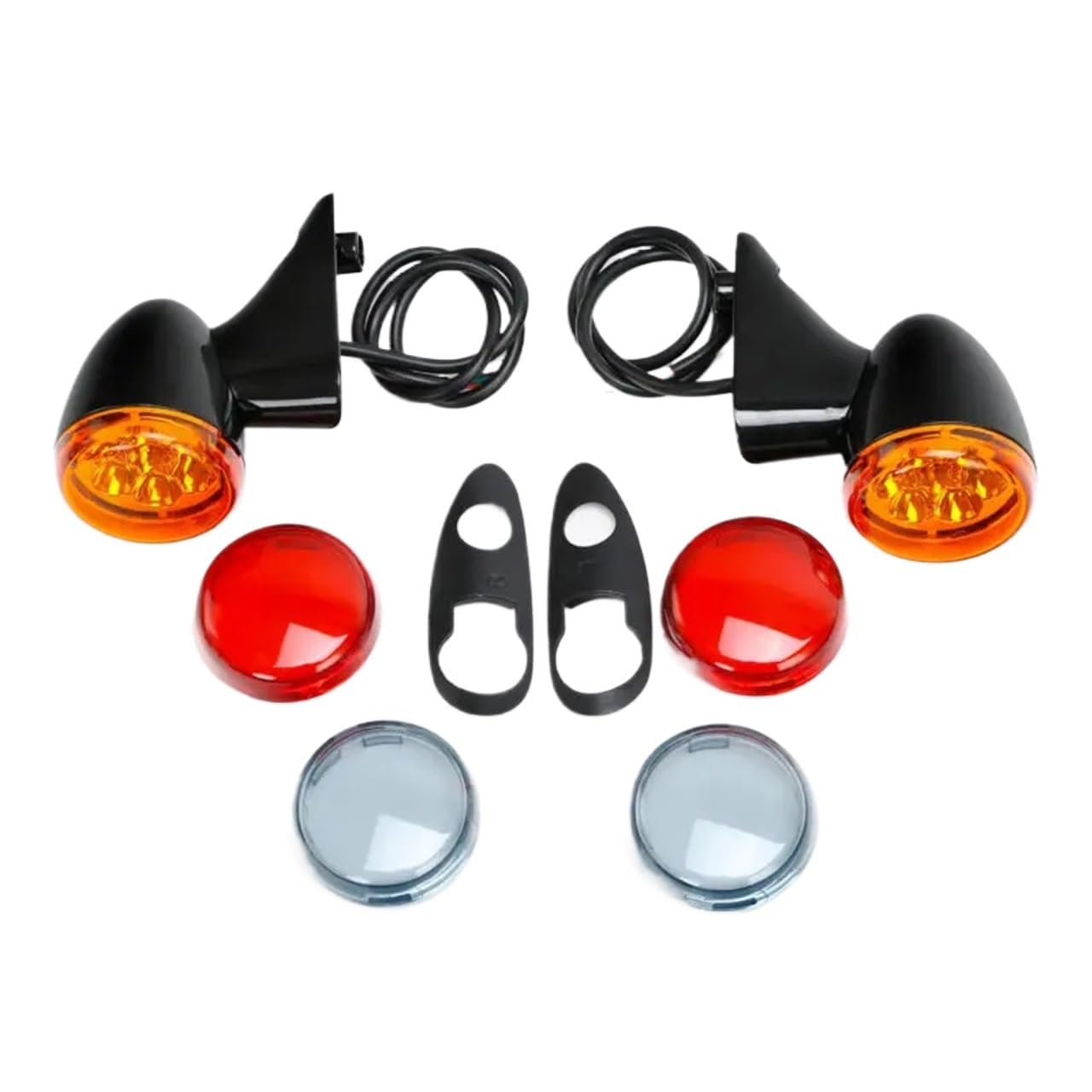 Przednie kierunkowskazy motocykla wspornik świetlny 4 przewody kompatybilne z Harle Road Glide 2015-2023 chromowany czarny(Black)