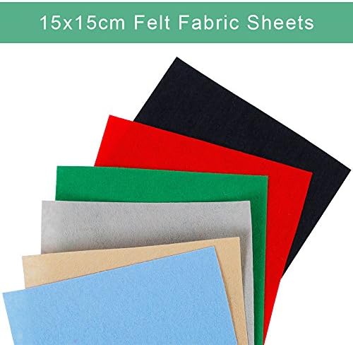 Lictin 45pcs Felt Fabric Sheets, Textile Fabrics DIY Craftwork Felt Crafts, Assorted Color Patchwork Sewing Polyester Felt Sheet for Craft for Art and Craft(15 * 15 cm)