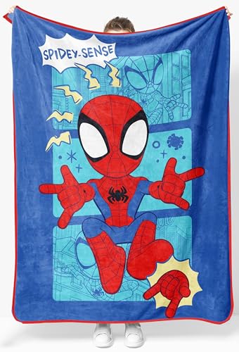 Jay Franco Kids Plush Throw Blanket Soft & Cozy Fleece Throw for Bedroom & Couch Dcor Official Licensed Product Blue - Spidey & Friends 46x60 - Throw Blanket