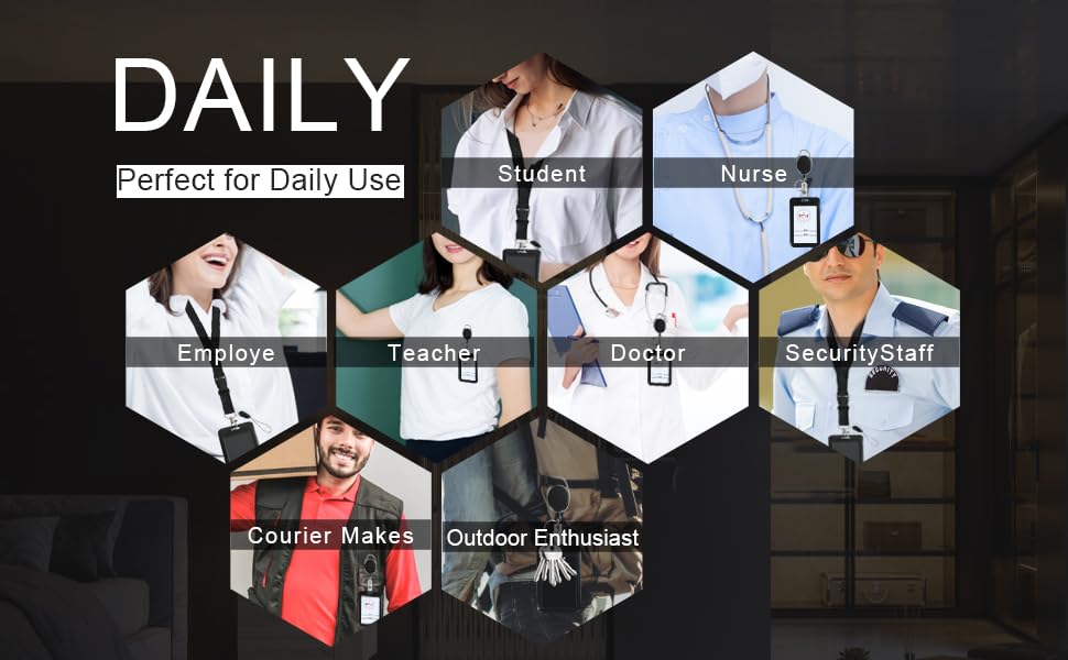 Image of Pink ID Badge Holder with Lanyard, Retractable Badge Holders Reels and Lanyards Release Buckle, for Women Kids Office Nurses Teacher Doctor Student