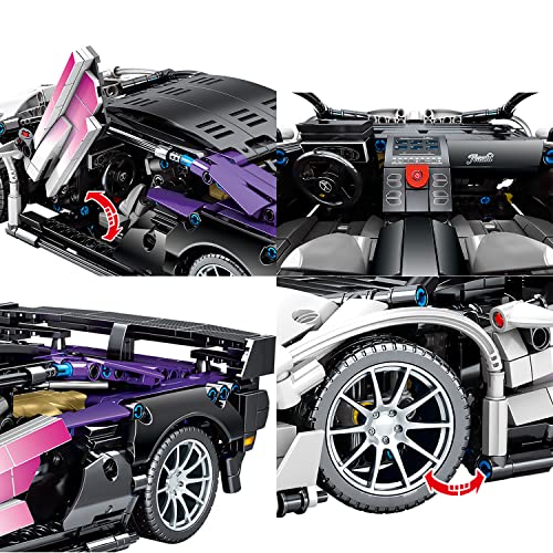 NEWRICE Super Sports Car Building Kit,1:14 Scale Model Building Blocks Toys,for 14+ Year Boys,Adult(1337Pieces) by NEWRICE - Image 5