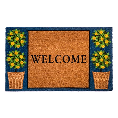 Notrax Welcome Topiary, Vinyl-Backed Natural Coir Doormat, Entry Mat For Indoor Or Outdoor Use, 18"X30", C12 (C12S1830Tw) #TOP9