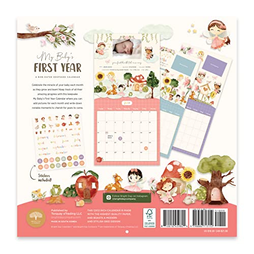 Baby's First Year Calendar by Bright Day - 1st Year Tracker - Journal Album To Capture Precious Moments - Milestone Keepsake For Baby Girl or Boy, Fairy - Image 3