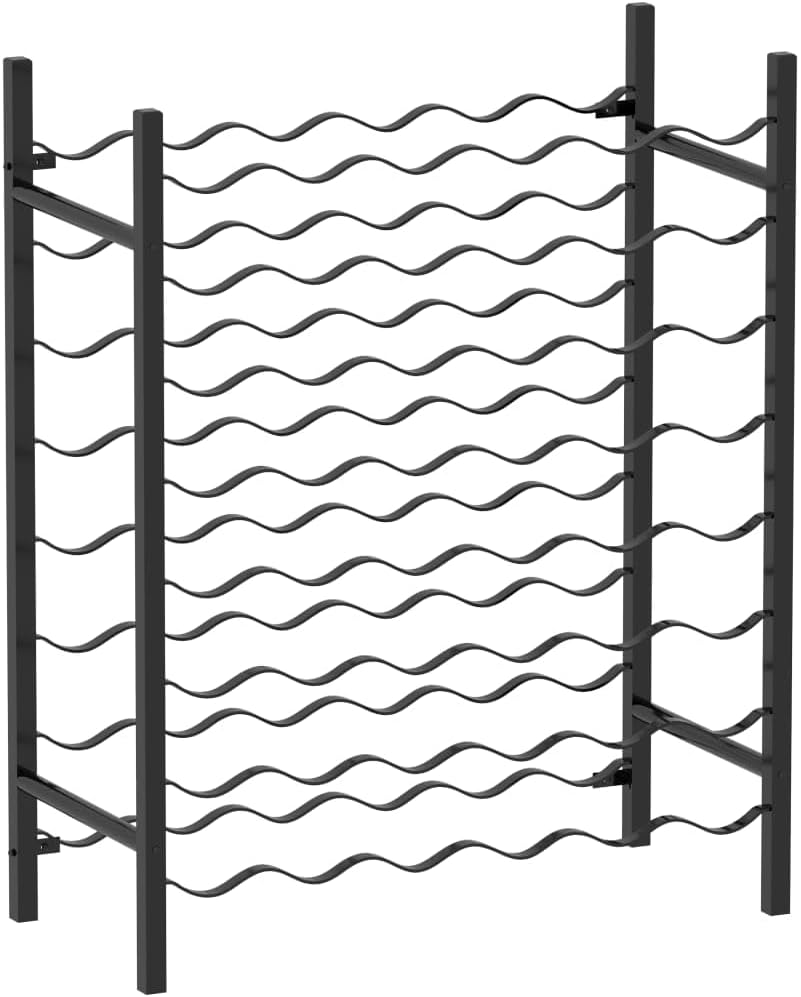 Estante para vinos de 48 botellas, metal negro