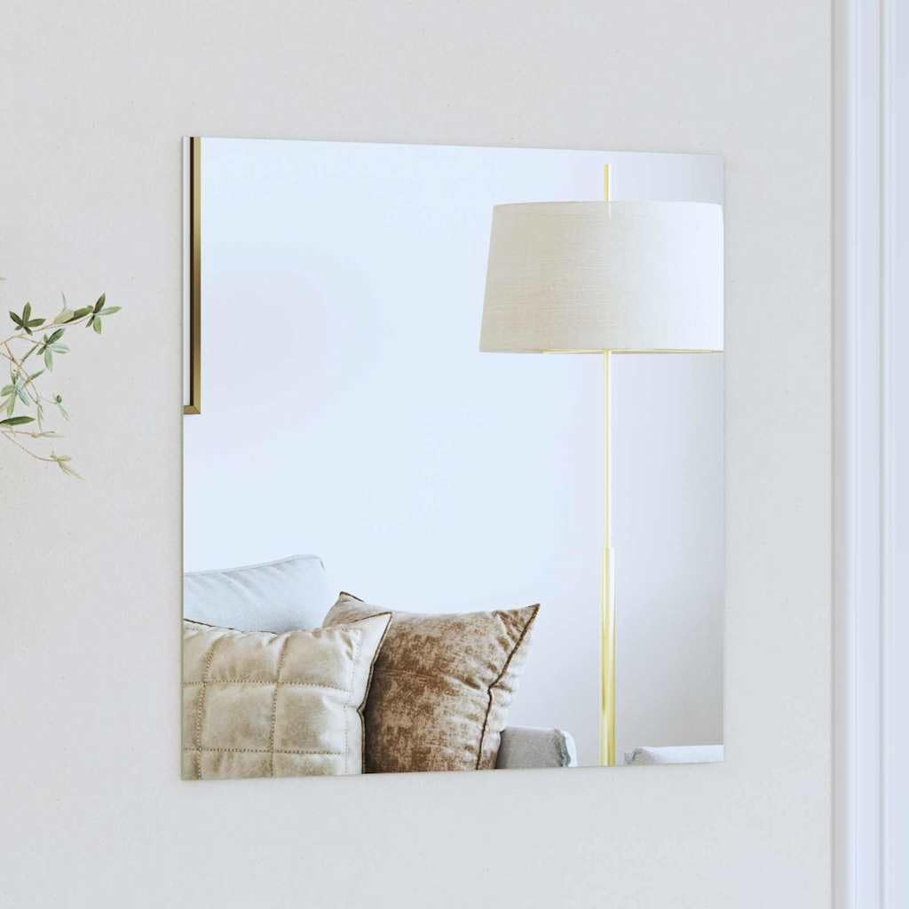 Miroir mural carré 50 cm en verre trempé idéal pour salon et entrée