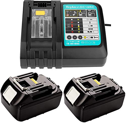 Ersatz Ladegerät mit 2X Akku 18V 5.0Ah für Makita Baustellenradio 18V DMR 108 DMR110 DMR107 DMR 112 DMR104 DMR106 18 Volt Radio Batterie