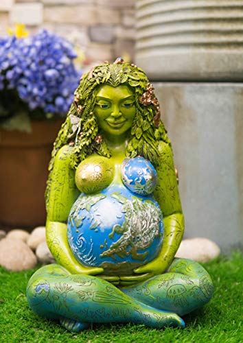 mother nature statue - Ebros Gift Millennial Gaia Green Earth Mother Nature Goddess Te Fiti Statue by Oberon Zell in Vivid Colors Home and Garden Decorative Figurine (Large 14