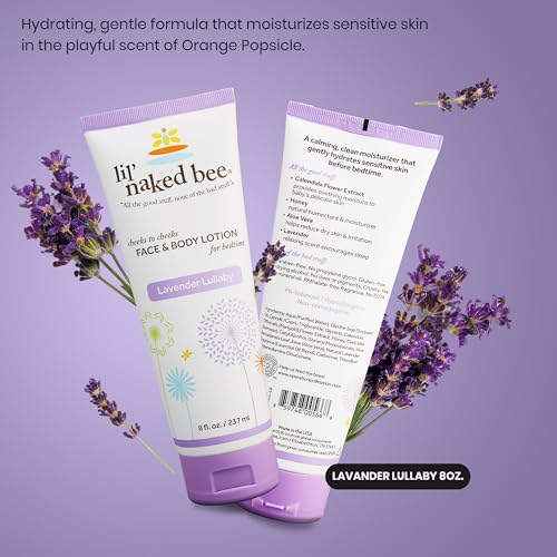 Image of Lil Naked Bee Baby Lotion for Kids (8 oz) Lavender Lullaby Cheeks to Cheeks Face & Body Lotion for Hydrating & Moisturizing Skin