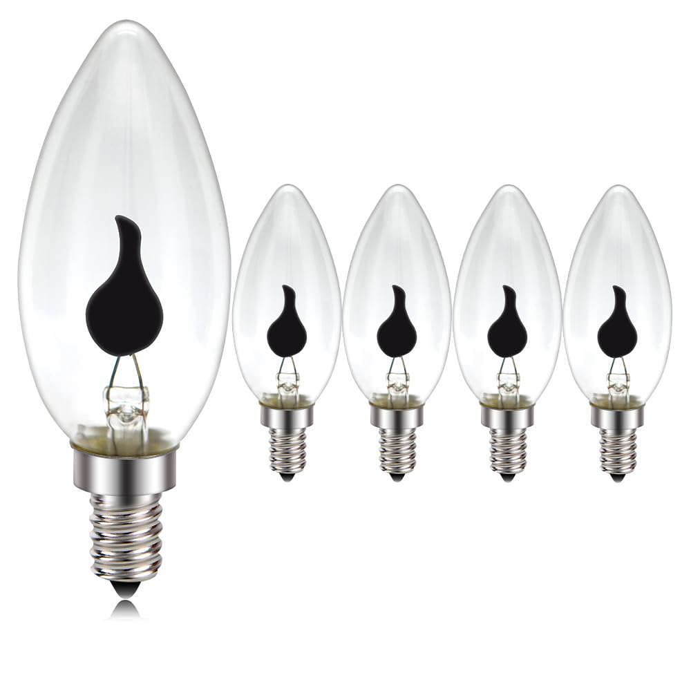 Ruiandsion E14 Flame Bulbs 3W, 5-Pack Warm Yellow Flickering LED for Interior Lights, Under Cabinet, Range Hood, Stove Top, Christmas Decor, 220-240V