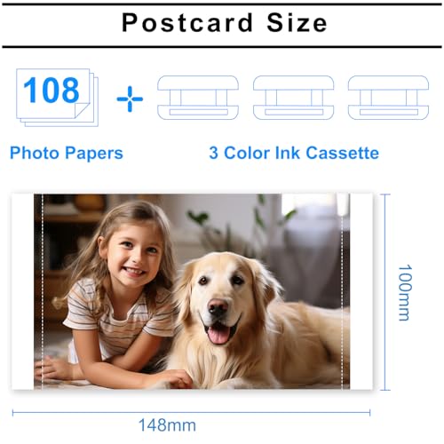 Compatible with Canon Selphy CP1500 CP1300 CP1200 Ink and Paper, KP-108IN 4'' x 6'' 108 Sheets Photo Paper and 3 Colour Ink Cassette for Selphy CP1000 CP910 CP810 CP790 Photo Printer