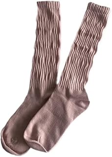 Calcetines largos de algodón para mujer, color rojo rosa, para otoño e invierno