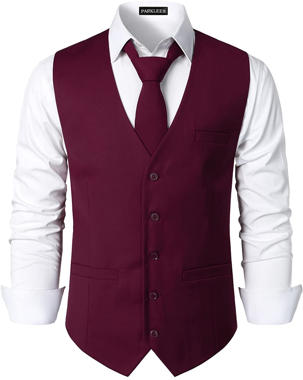 PARKLEES Męska hipsterska miejska kamizelka biznesowa formalna slim fit garnitur smoking sukienka kamizelka
