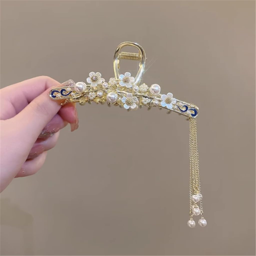 JFDBGU Clip for afferrare la Nappa con Perla in Metallo Stile Antico, Grande Clip for Capelli con Cucchiaio for Cervello, Clip for squalo Femmina